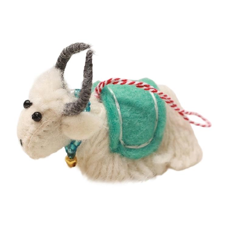 Artistic Yak Shape Figure Pendant Soft Felt Woolen Farm Animal Miniature Hanging Ornament For Gifting Decoration
