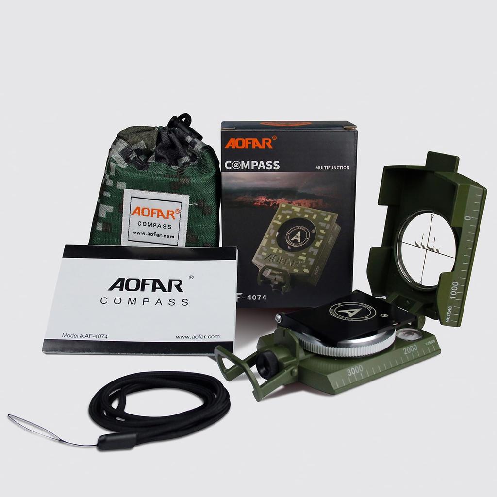 AOFAR AF-4074 Compass with Inclinometer, High-Precision Military-Grade Portable Compass, Ideal for Geological Activities, Boy Scouts, Mountaineering,