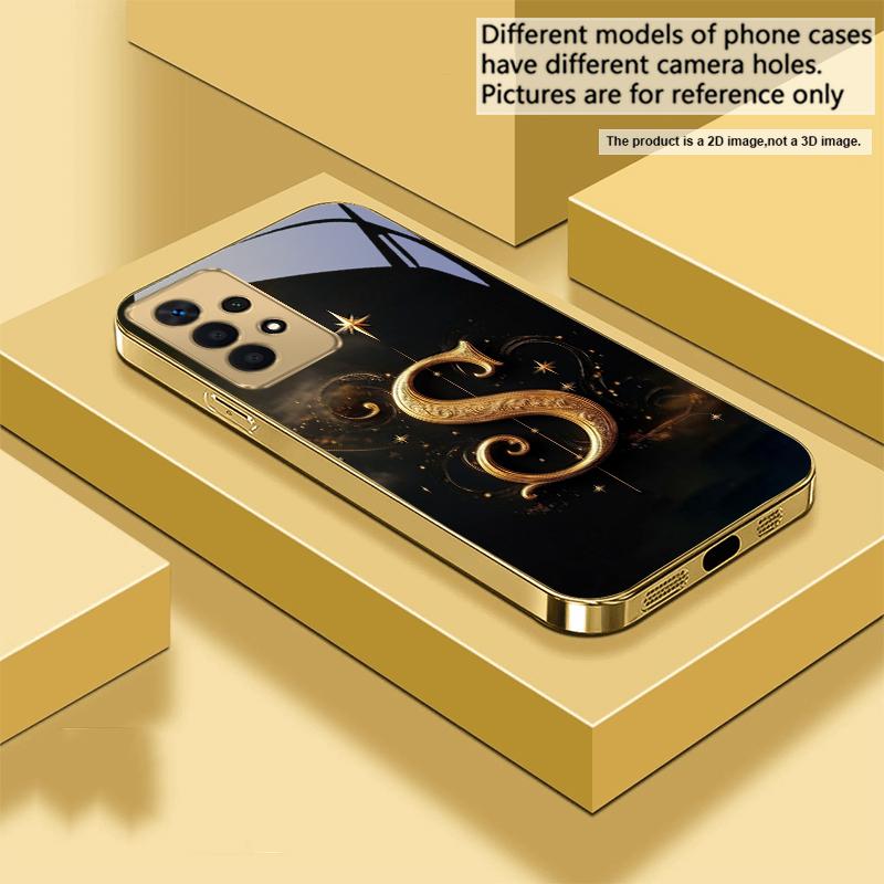 

Магические буквы K S A Для Samsung A73 A72 A71 A42 A56 A55 A54 A53 A52s A52 A51 A36 A35 A34 A33 A32 A16 Золотой стеклянный чехол для телефона Galaxy A73 5G