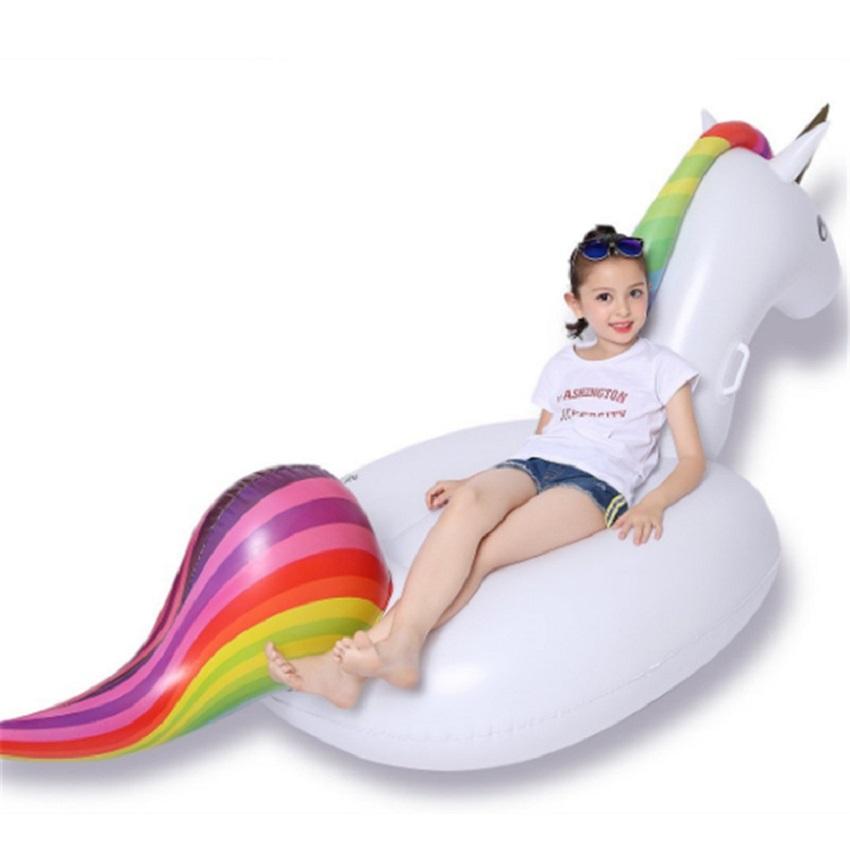 ROOXIN Unicorn uriaș pentru adulți copii șezlong gonflabil, plutitor, saltea de înot, inel de înot, piscină, petrecere, jucărie, pat de lounge