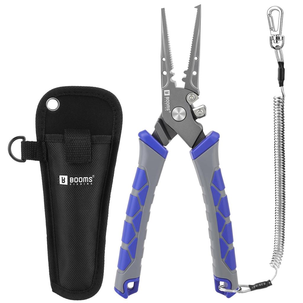 Booms Fishing XW15 Fishing Pliers, High Carbon Steel, Split Ring Remover, Needle Remover, Line Cutter, Rustproof, with Rope and Pliers Case