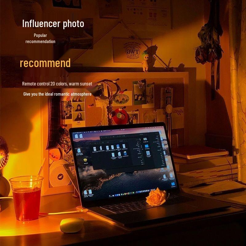 Sunset Projection Lamp: Fill Light for Photography, Streaming, and Atmospheric Lighting - Twilight, Rainbow, and Afterglow Effects.