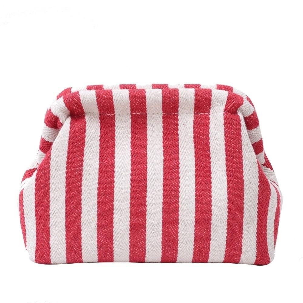 Elegant Woven Crochet Purses Large Capacity Striped Pattern Beach Clutch Handbags Colorblock Design Woven Texture
