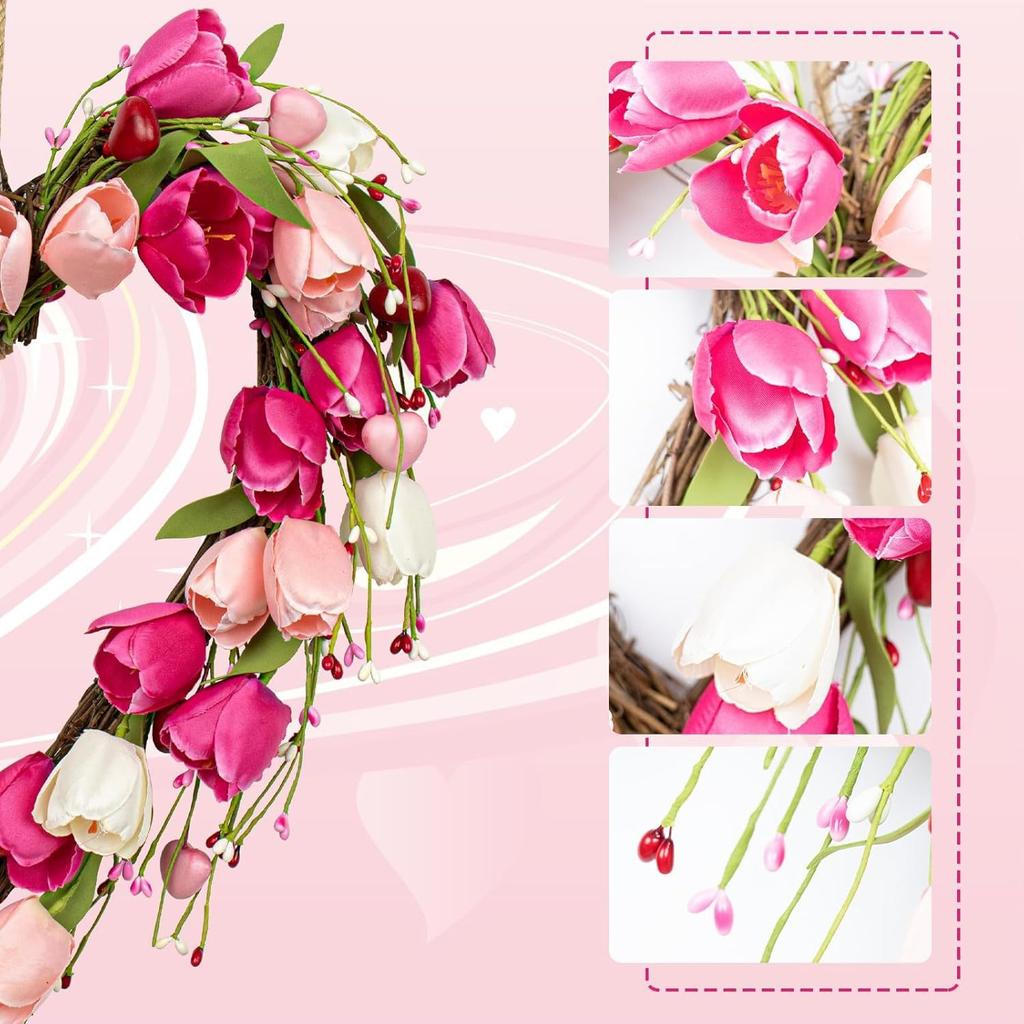 Home Decoration Heart Shaped Heart Shaped Wreath Valentine'S Day Wreath 40cm Mother'S Day Decoration For Bedroom Valentine'S Day