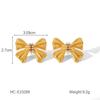 18K Gold French-Style Bow Studs with Titanium Steel, Butterfly, and Pearl Accents