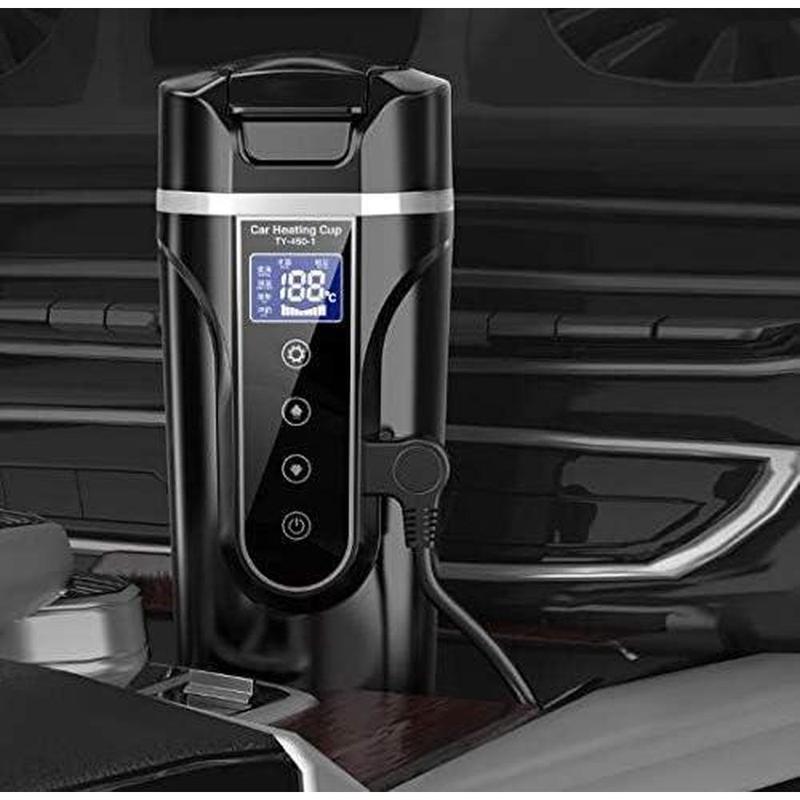 12V/24V Car Heating Cup Portable Stainless Steel Touch screen Digital Display Water Warmer Bottle Thermos cup Car Kettle