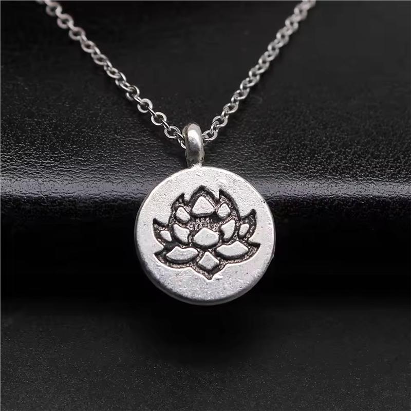Vintage Lotus Necklace Yoga Pendant Bohemian Spiritual Jewelry Birthday Gift for Women Meditation Jewelry