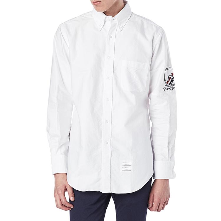 THOM BROWNE Shirts Men's White Pointed Collar Moderate Shirt MWL220E-02581-100
