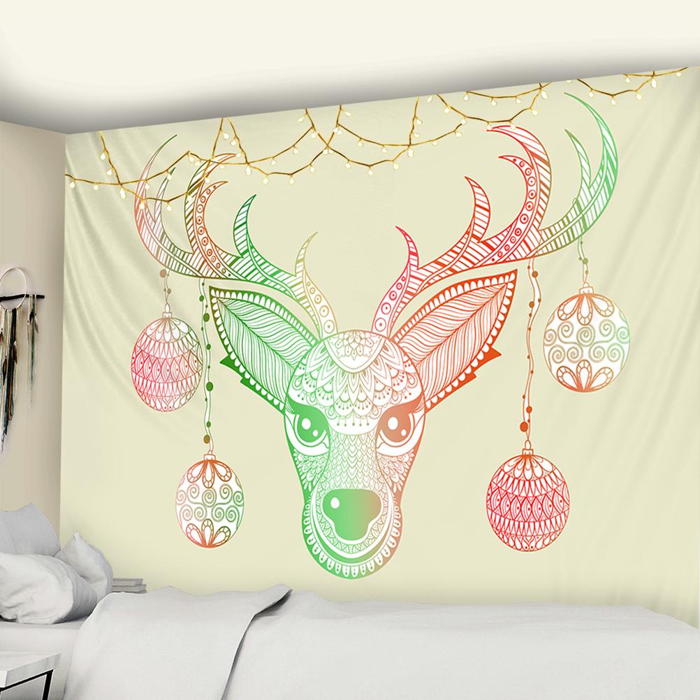Christmas Woods Tapestry Wall Hanging Holiday Gift New Year Elk Snow Scene Psychedelic Witchcraft Home Decor