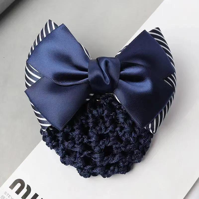 Gold-Edged Bow Hairnet for Professional Female Nurses & Hotel Staff