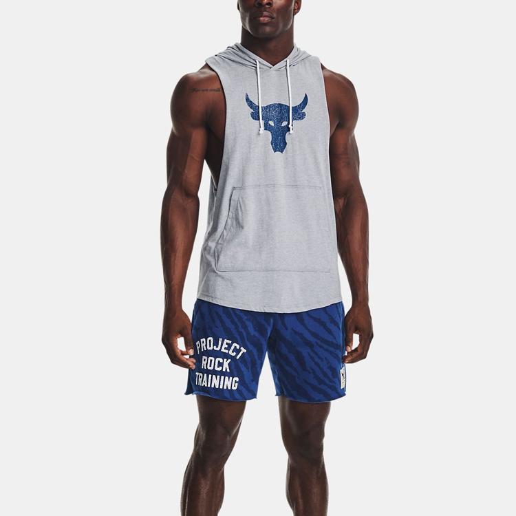 Under Armour Mouwloos Sportvest met Capuchon en Logo Print Heren Tops Heather-Grijs 1376939-035