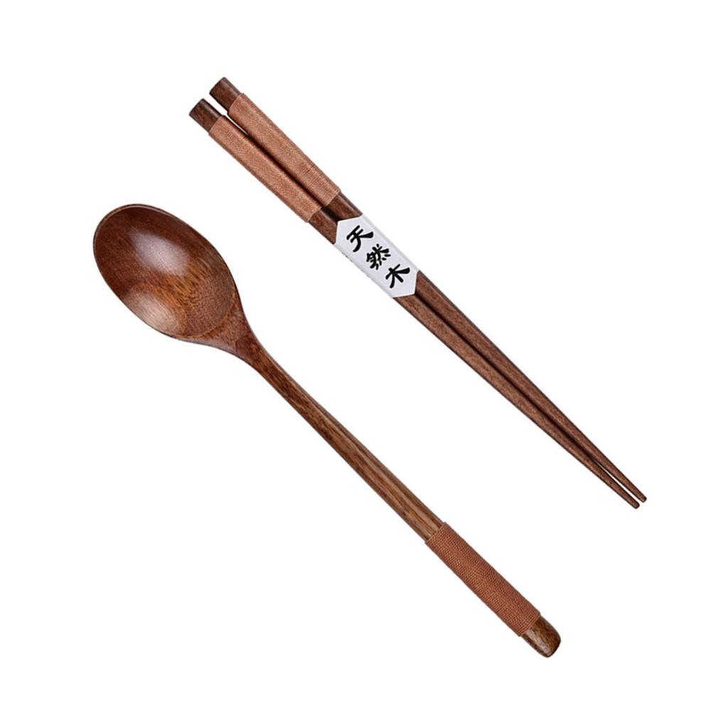 Lightweight Portable Wooden Cutlery Set Chopsticks And Spoon Wood Grain Utensils For Travel Camping Home Dining
