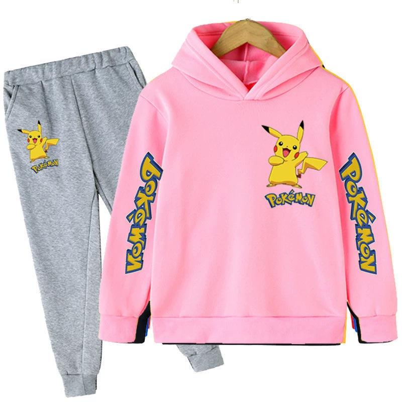 Unisex Anime Pikachu Hoodie Set for Kids - New Style