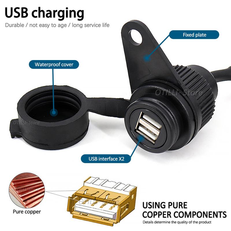 MT-09 SP Motorcycle Accessories Dual USB Charger Plug Socket Adapter For YAMAHA MT09 2017 - 2023 XSR900 Tracer 900 MT07 XSR700