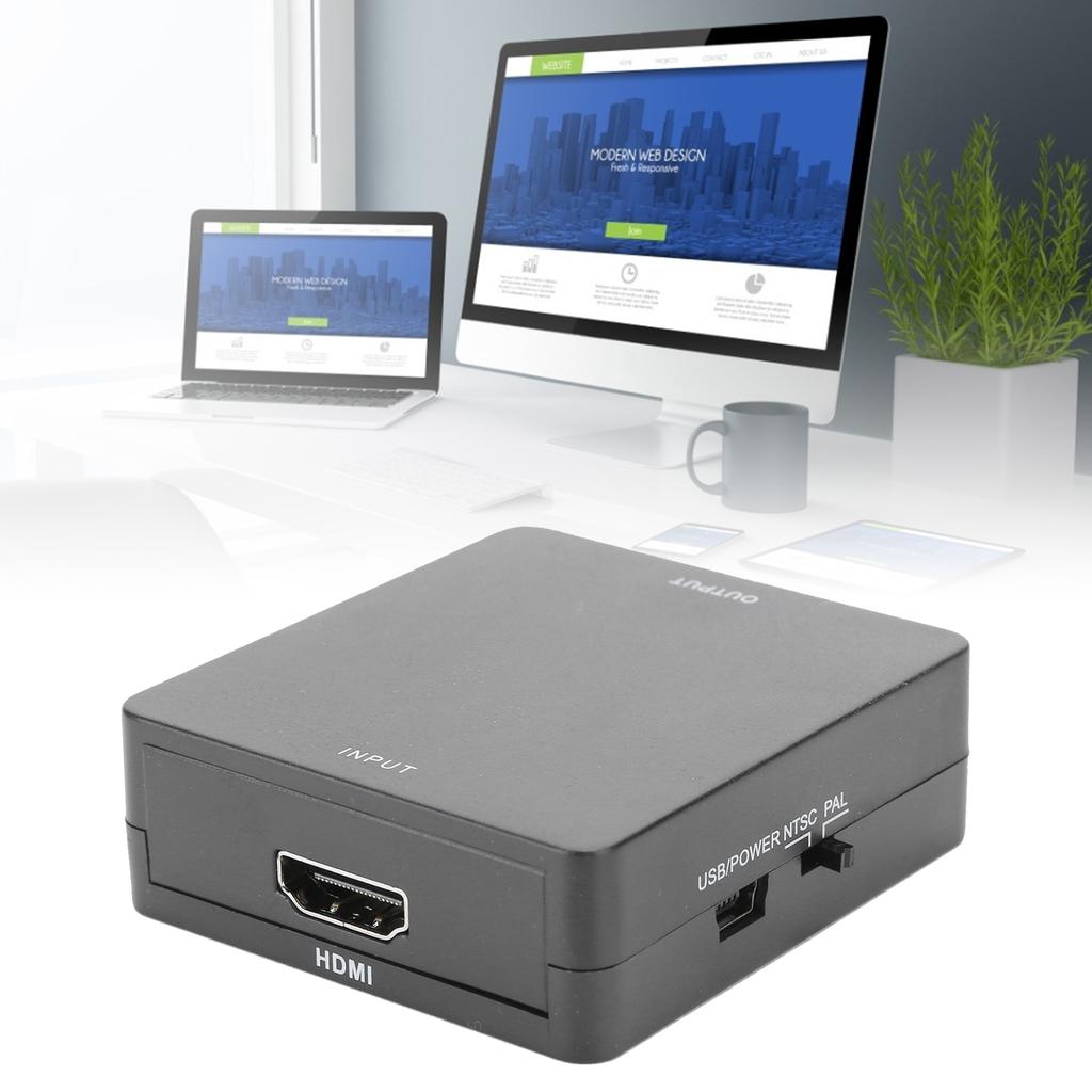 Mini HDMI to AV Converter Box Video RCA AV CVSB L   R 1080P HDMI2AV Adapter HDTVBlack