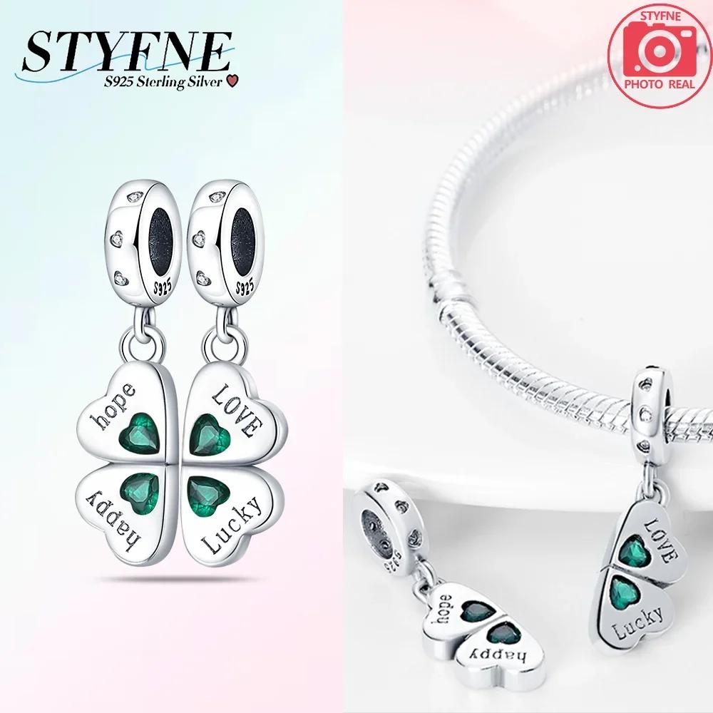 Copper U Shaped Lucky Four Leaf Clover Series Charms Beads Fit Original Bracelet Necklace Fine Diy Women Birthday Jewelry