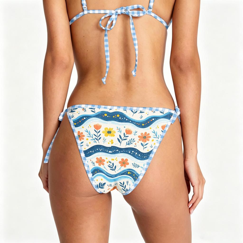 Womens Bikini Sets Tie Back Bowknot Two Piece Swimsuits Thong Bathing Suit Star Floral Printed Swimwear