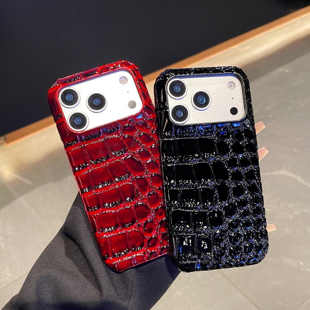 Luxury Advand Glossy Crocodile Skin Pattern Phone Case For iPhone 17 16 15 14 Plus 13 12 11 Pro Max XS MAS XR Protect Cover