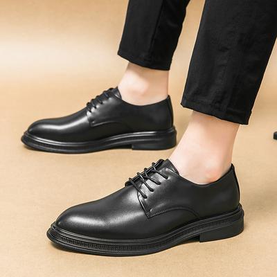 Herrenschuhe im britischen Stil, Schwarzleder, Business-Schuhe, Allround-Freizeitschuhe, Stoßdämpfendes Schuhwerk, Verschleißfest