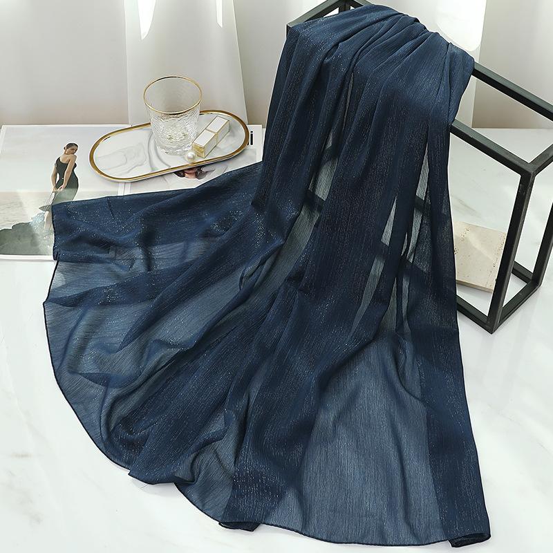 170X70Cm Silk Scarf Shawl Solid Southeast Asian Headscarf Large Travel Shawl Versatile Textured Chiffon Scarf Wrap Poncho Hijabs
