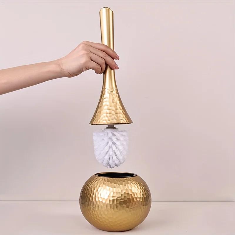 

Golden High-end Cleaning Brush, Toilet Brush with Base, Household Brush with Long Handle, Suitable for Bathroom, Toilet