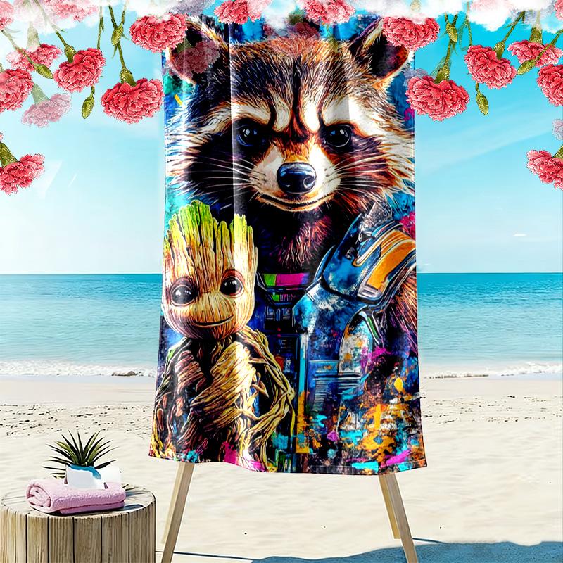 Groot Print Beach Towel, Large Soft Quick Dry Towel for Beach Camping Swimming