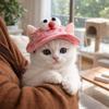 Colorful Adjustable Cat Bucket Hat Round Brim Breathable Pet Sun Hat with Ear Holes Dog Caps Hiking