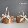 1pc Handwoven Rattan Wedding Basket,Detachable Liner, Multi-Functional for Flower Petals Storage, Rustic Oval Design for Home