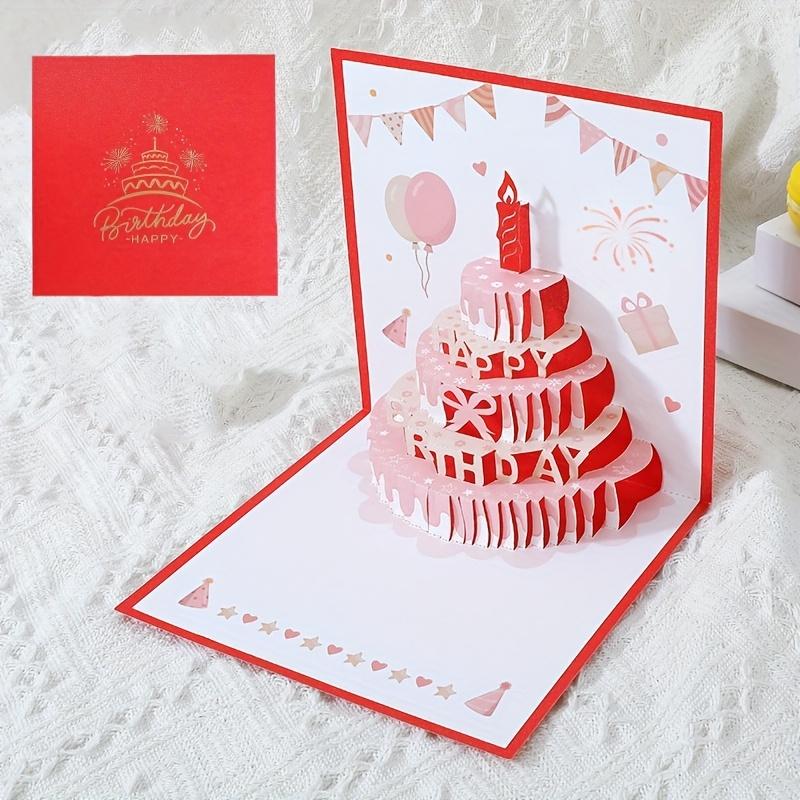1 ks Pohlednice k narozeninám 3D design dortu s barevným a roztomilým pop-up stylem, ideální pro dárky a obsahuje obálku.