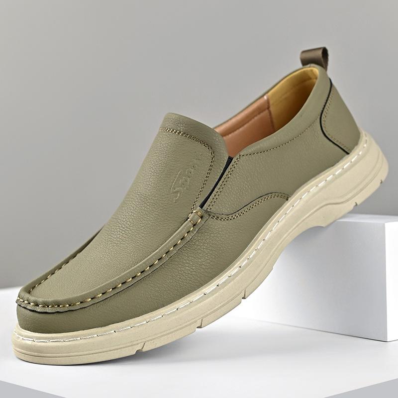 Men's shoes 2025 spring wear casual leather shoes middle-aged and elderly dad loafers tide 2025