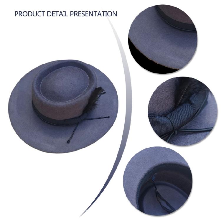 Teen Wool Felted Hat Wide Border Hat British Styles Felted Soft Hat Sunscreen Hat for Photography Stage Props