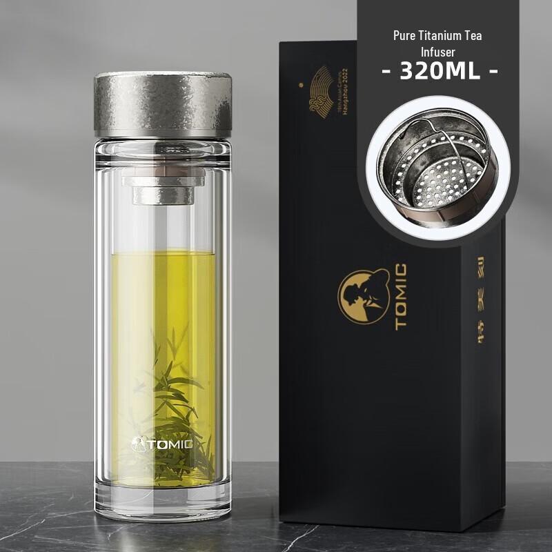 TOMIC Double-Layer Glass Tea Infuser Bottle