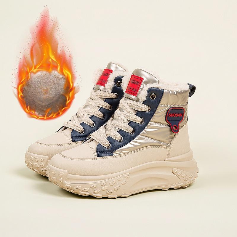 

Женская обувь на толстой подошве, утепленные флисом нескользящие кроссовки для папы, хлопковая обувь для женщин с увеличением роста 40 синий