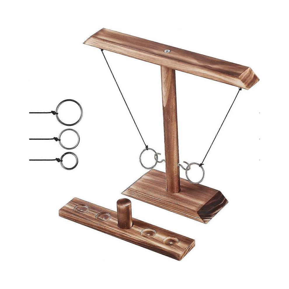 Ring Toss Games for Adults, Outdoor Indoor Handmade Wooden Hookey Ring TW