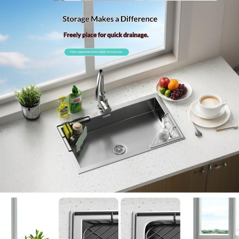 Waterproof Sink Corner Rack Anti-Rust Punch-Free Sponge Drying Rack Hollowed Sink Drain Shelf Bathroom