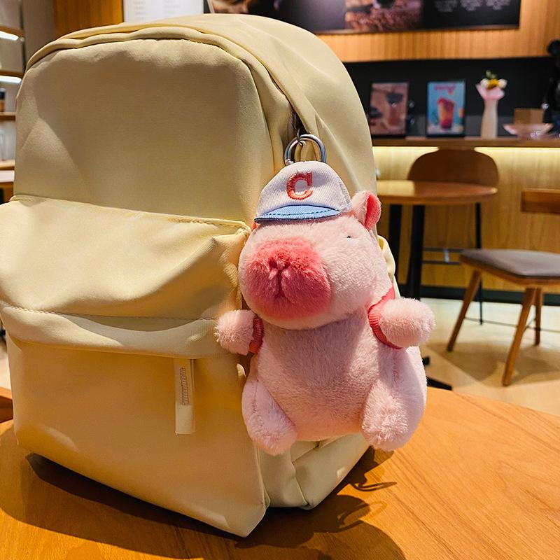 New Pink Capybara Plush Doll Cute Lion Dance Hat Capibara Anime Fluffty Toy Kawaii Plushie Gift for Girlfriend Stuffed Pendant