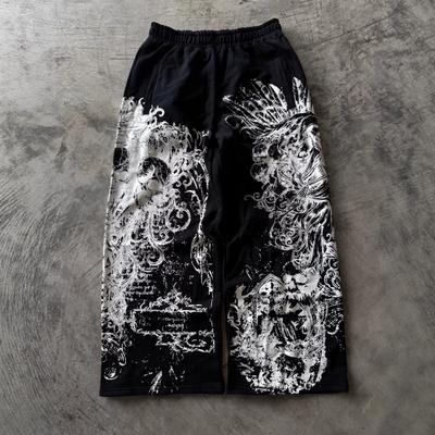 Pantaloni dritti a gamba dritta con stampa digitale a motivo floreale e di serpente retrò, per uomo e donna, marca di tendenza per primavera e autunno, transfrontaliero, strada americana, via principale