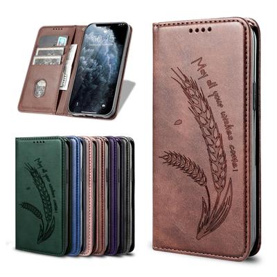 Custodia Portafoglio Libro in Vera Pelle di Mucca Retro con Supporto per iPhone 17 16 Pro Max Samsung S25 Xiaomi Redmi 15C Honor Oppo Slot per Carte Magnetiche Copertura a Libro