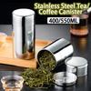 400/550Ml Tea/Coffee Canister With Airtight Double Lids For Loose Tin Containers Stainless Steel Storage