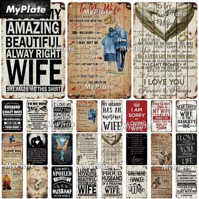 Vintage To My Wife Metal Sign Love Tin Sign Decoration Plaque Home Wall Decor Bar Sign Home Decor Poster Drop Shipping