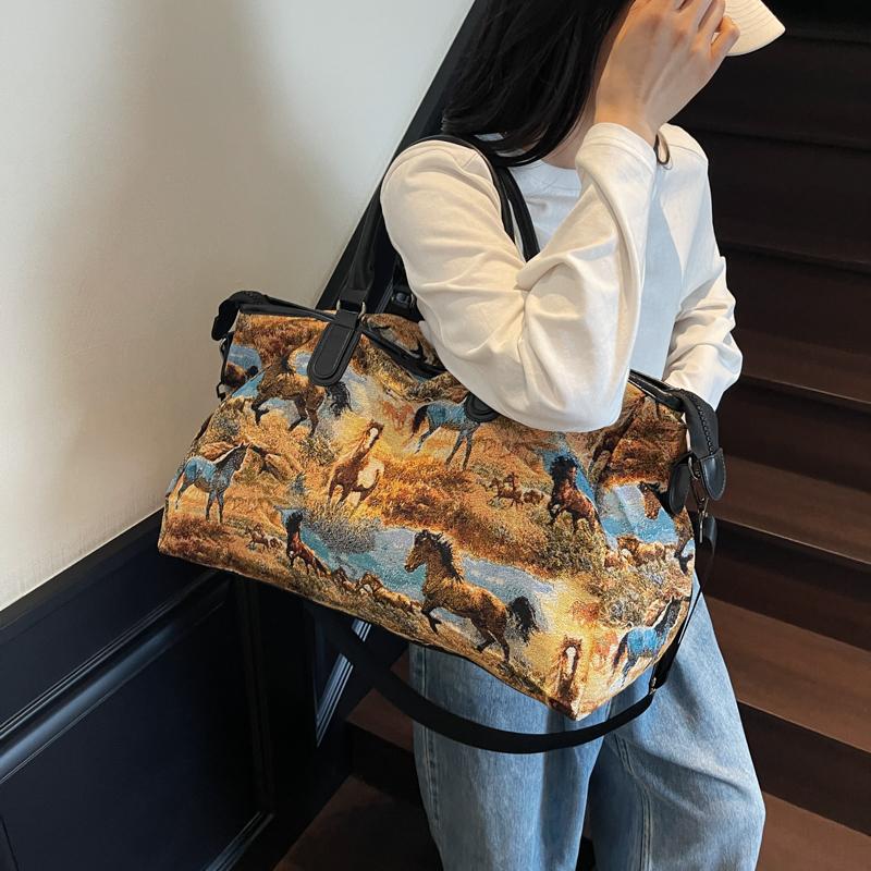 Printed Hand-Held Travel Luggage Storage Bag Large Capacity Waterproof Outdoor Sports Gym Bag for Couples