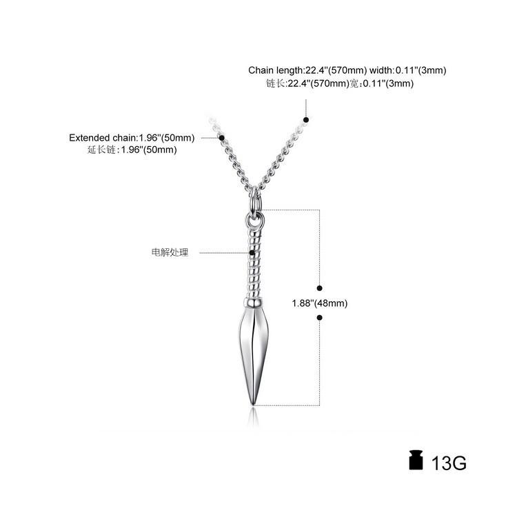 Factory Price Direct Batch, Pure Steel With Chain, Personalized Cool Spearhead Titanium Steel Men'S Necklace Three Colors