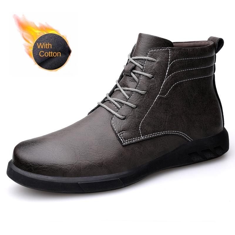 Fashion Designer Brand Men's Genuine Leather Boots Winter Warmth Business Boots Conference Suit Short Boots Men's Casual High Top Shoes
