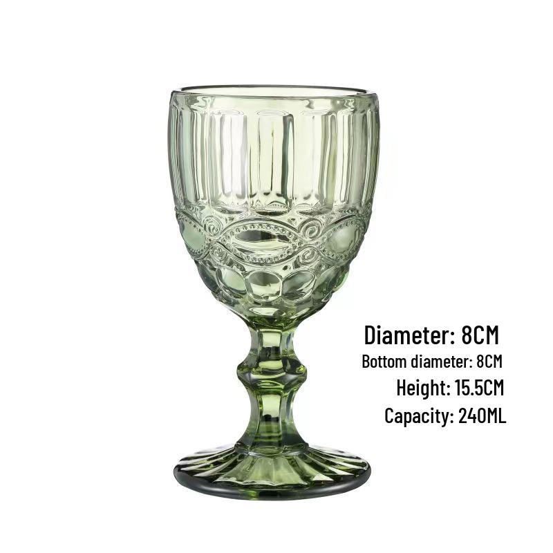 Vintage geprässter Rotweinglas - Elegantes dickes Glas für Hochzeiten & Dekoration