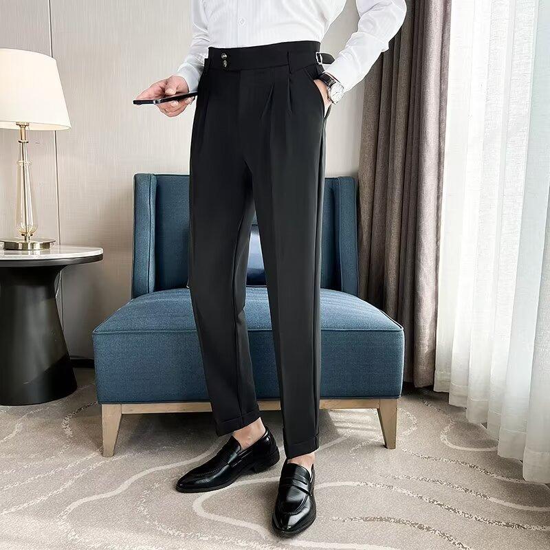 Spring and Summer Drape Pants Nine-point Pants Men's Loose Straight-leg Pants Men's Casual Suit Pants