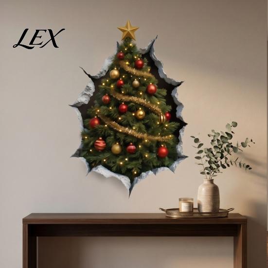 3D Holiday Wall Art Christmas Stickers, Decals for Living Room Bedroom And Party Decor Decor, Removable PVC Festive Home Entrance Classroom