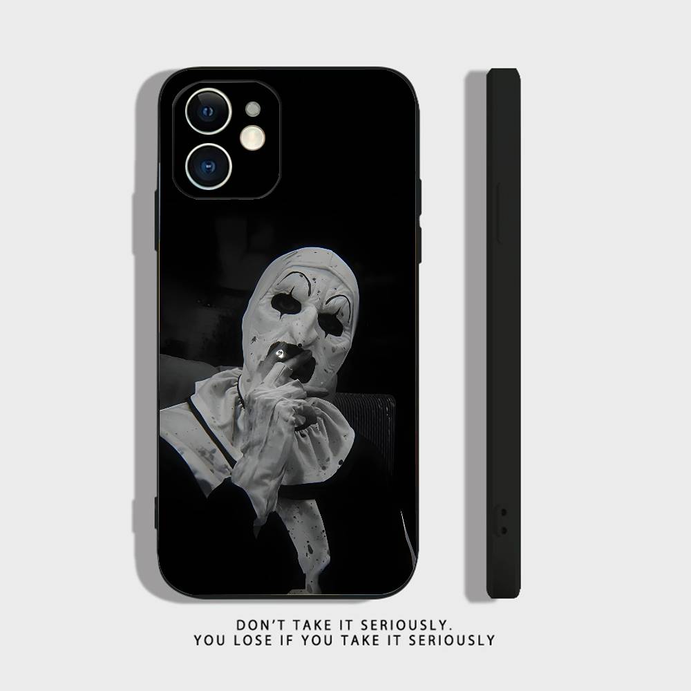 Art the Clown horror T-Terrifier Custodia per Telefono Per iPhone 17,16,15,14,13,12,11,XR,Pro,XS,Max,XR,Plus,Mini Silicone Nero Antiurto