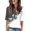 Shirts For Women Trendy Round Neck Button T Shirts Printed  Blouse Half Sleeve Tops For Women