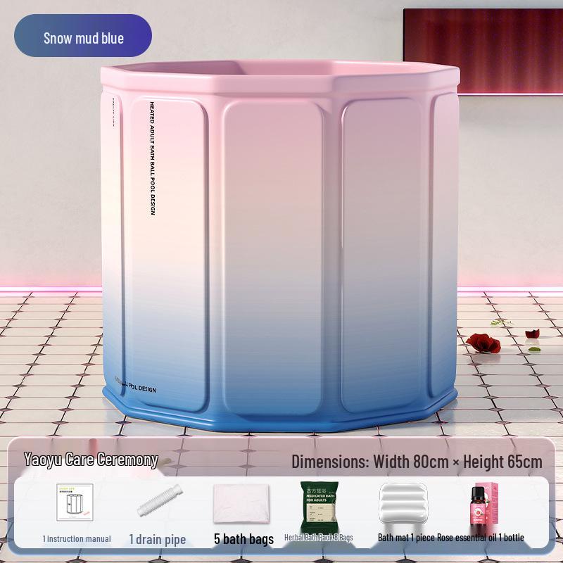 Portable Folding Bath Barrel for Adults & Children - PVC, No Installation Required