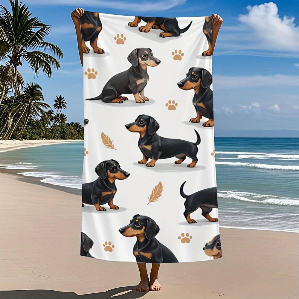 

1pc Dachshund Family Beach Towel Stain and Sand Resistant Quick-Dry Perfect for Travel Swimming and Beach Fun W40*H60(CM)
